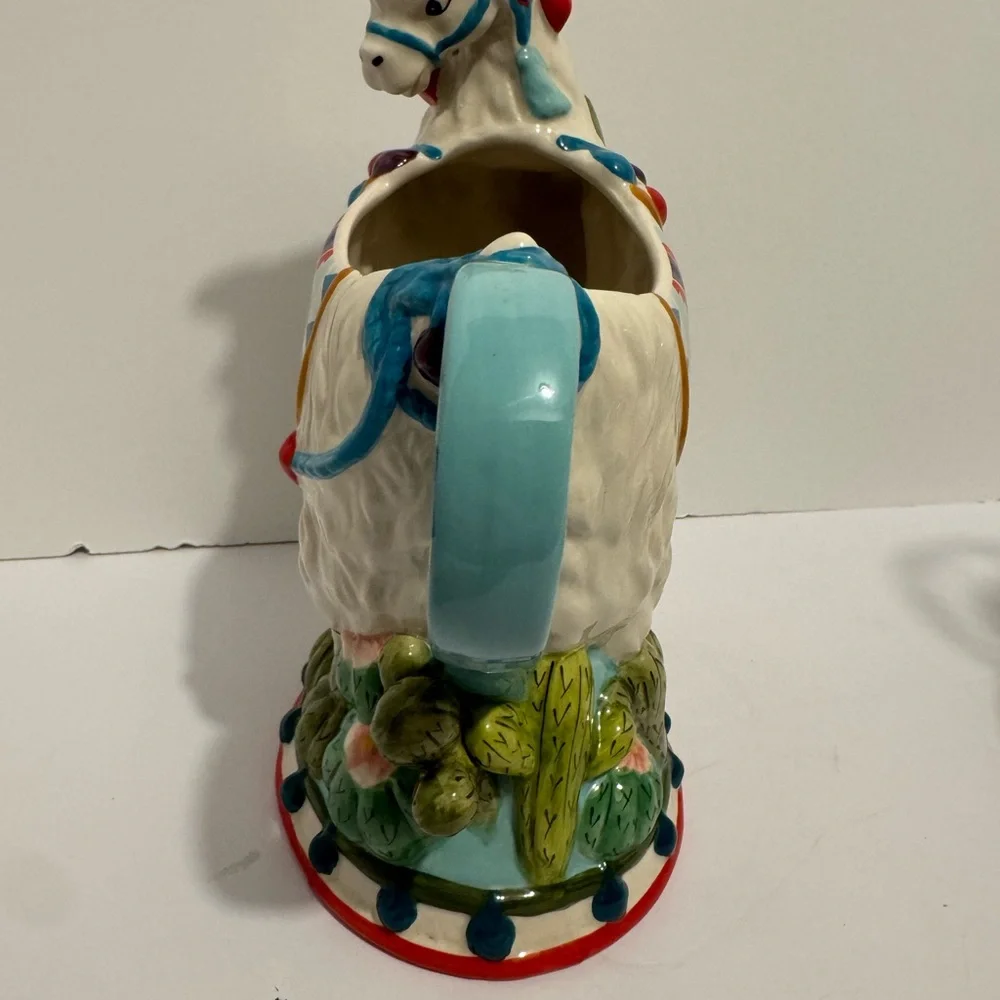 Pier 1 Imports Ceramic Llama Hand Painted Southwestern Pitcher Vintage